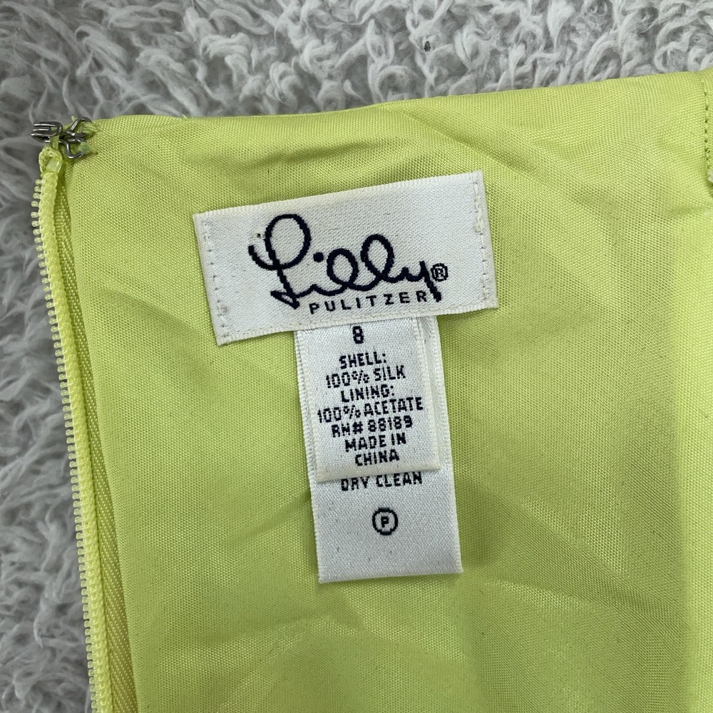 Lilly Pulitzer Silk Strapless Dress‎ Women's 8 Pastel Plaid Green Pink A-Line - Picture 9 of 9